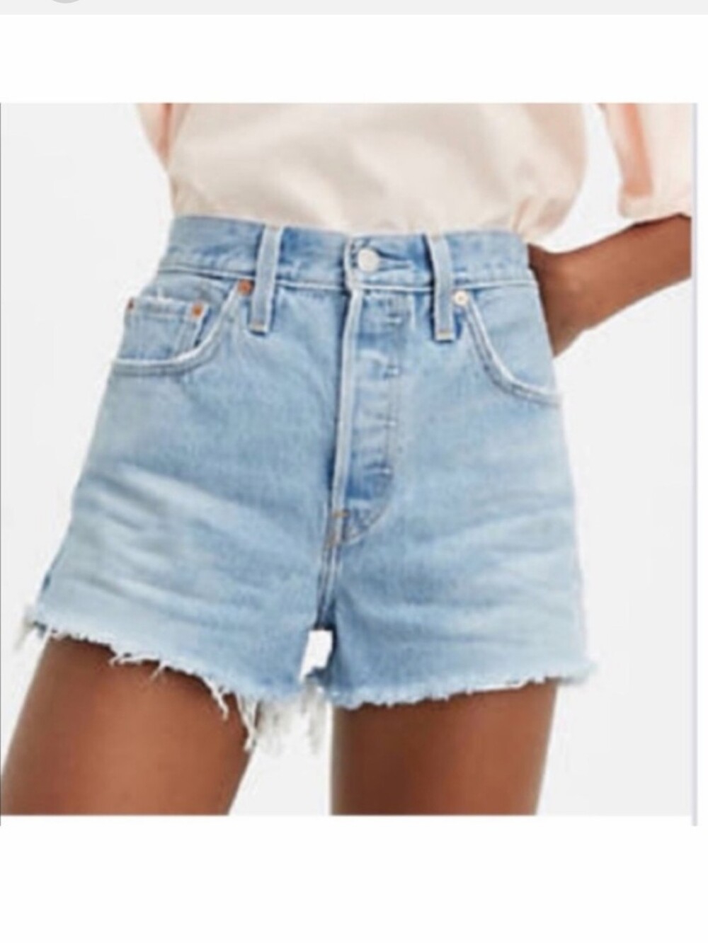 LEVI'S WEDGIE SHORT High Rise Light Blue Denim Cutoff Shorts
